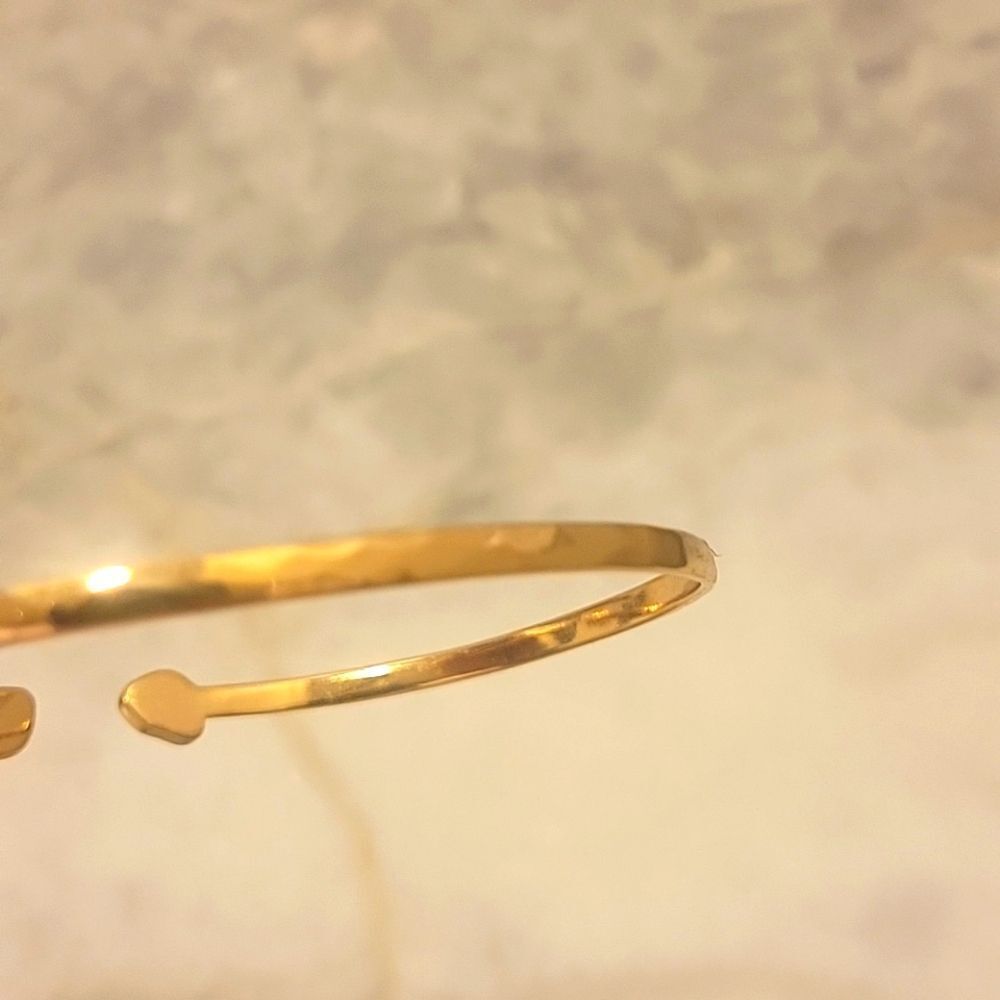 NWT Gorjana Rose Quartz 14Kt Gold Bracelet Bangle Cuff Dainty Ethereal Coquette - Picture 4 of 5